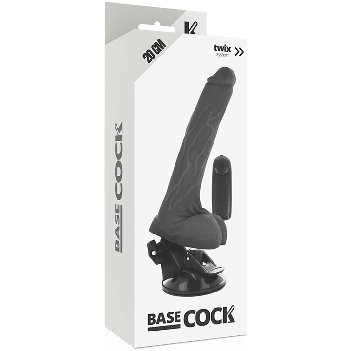 BASECOCK - REALISTISCHER VIBRATOR MIT FERNBEDIENUNG SCHWARZ MIT HODEN 20 CM -O- - CM - INTIM SPACE Online Sexshop