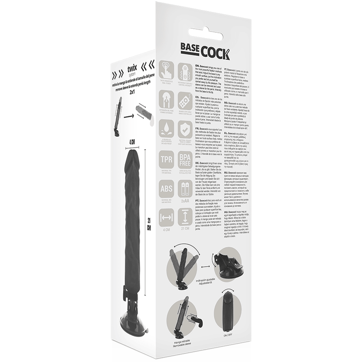 BASECOCK - REALISTISCHER VIBRATOR MIT FERNBEDIENUNG SCHWARZ 21 CM -O- - CM - INTIM SPACE Online Sexshop