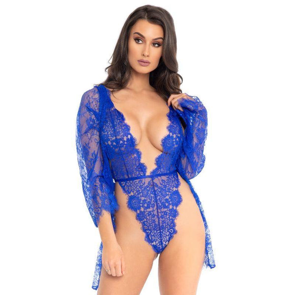 LEG AVENUE - TEDDY UND ROBE BLAU M - INTIM SPACE Online Sexshop