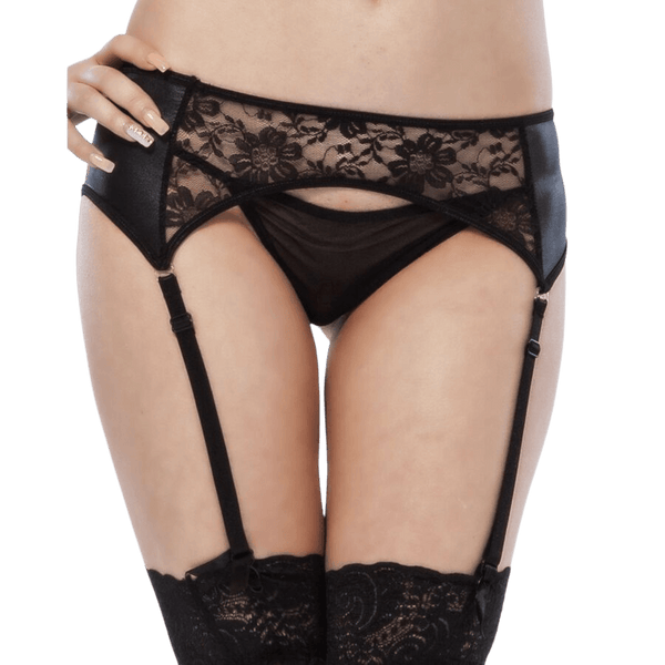 QUEEN LINGERIE - STRUMPFSTUMPF MIT BLUMENDESIGN L/XL - INTIM SPACE Online Sexshop