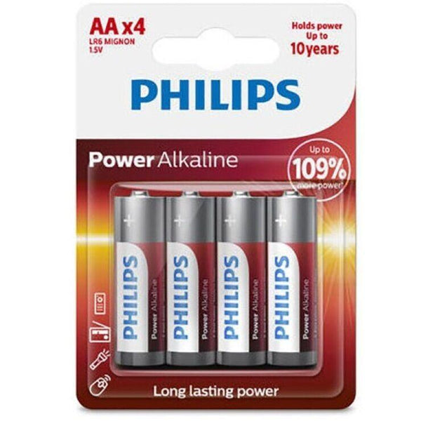 PHILIPS - POWER ALKALINE BATTERIE AA LR6 BLISTER - 4 - INTIM SPACE Online Sexshop