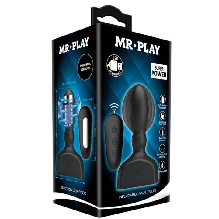 MR PLAY - SCHWARZER AUFBLASBARER ANALSTECKER MIT FERNBEDIENUNG - INTIM SPACE Online Sexshop