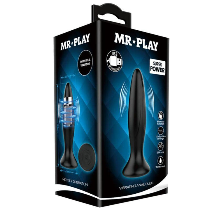 MR PLAY - WIEDERAUFLADBARER SCHWARZER VIBRATOR ANALSPLUG - INTIM SPACE Online Sexshop