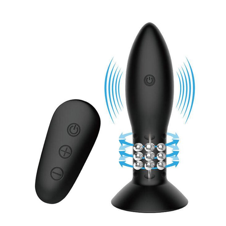 MR PLAY - STECKER MIT SCHWARZEN ROTIERENDEN BLLEN FERNBEDIENUNG - INTIM SPACE Online Sexshop