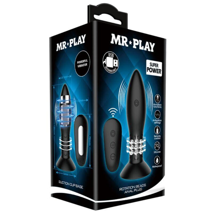 MR PLAY - STECKER MIT SCHWARZEN ROTIERENDEN BLLEN FERNBEDIENUNG - INTIM SPACE Online Sexshop