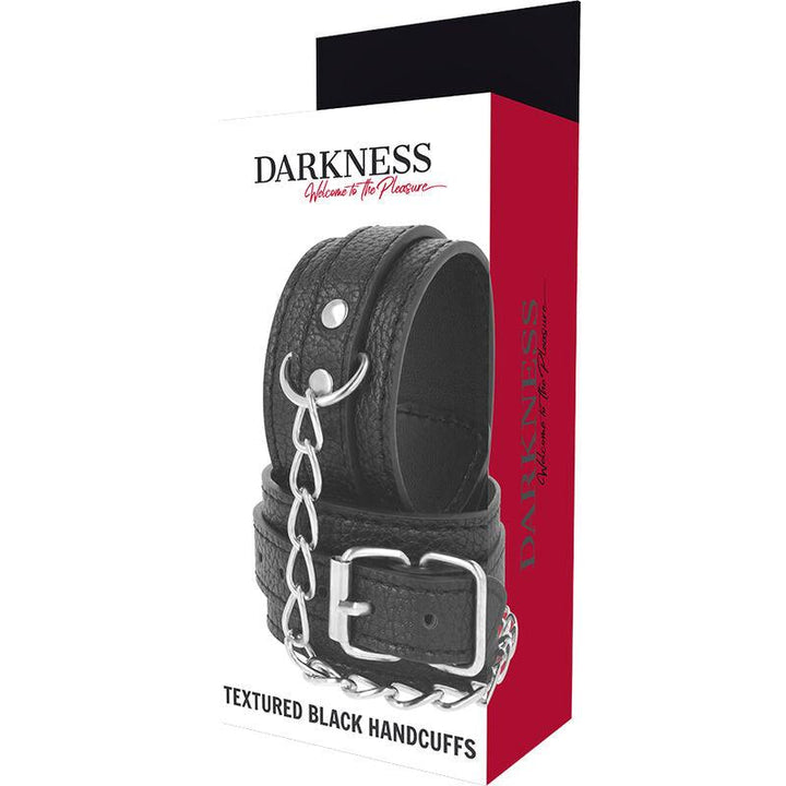 DARKNESS - HANDSCHELLEN AUS SCHWARZEM STRUKTURIERTEM LEDER - INTIM SPACE Online Sexshop