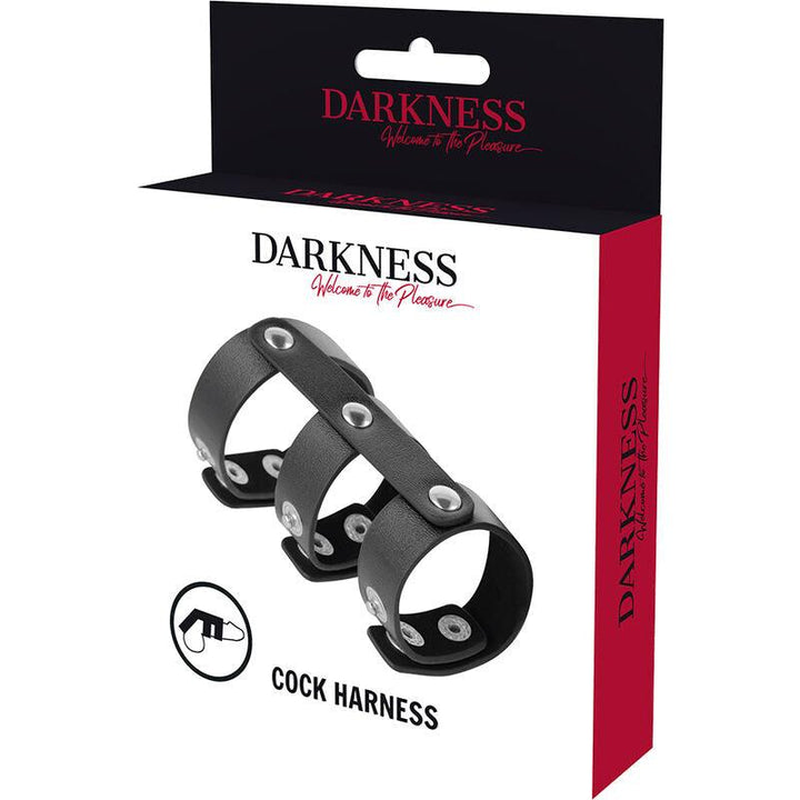 DARKNESS - VERSTELLBARER DOPPEL-PENIS- UND HODENRING AUS LEDER - INTIM SPACE Online Sexshop