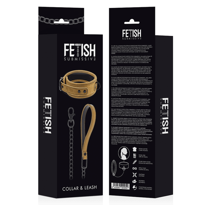 FETISH SUBMISSIVE ORIGEN - NEOPRENGEFÜTTERTE HALSKETTE MIT KETTE - INTIM SPACE Online Sexshop