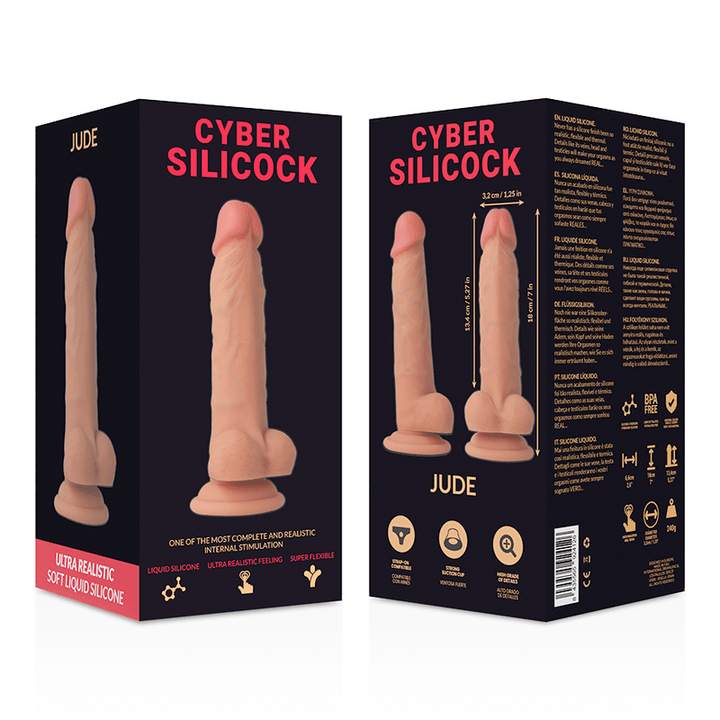 CYBER SILICOCK - JUDE ULTRA REALISTISCHES. WEICHES FLÜSSIGE SILIKON 18 CM -O- 3.2 CM - INTIM SPACE Online Sexshop